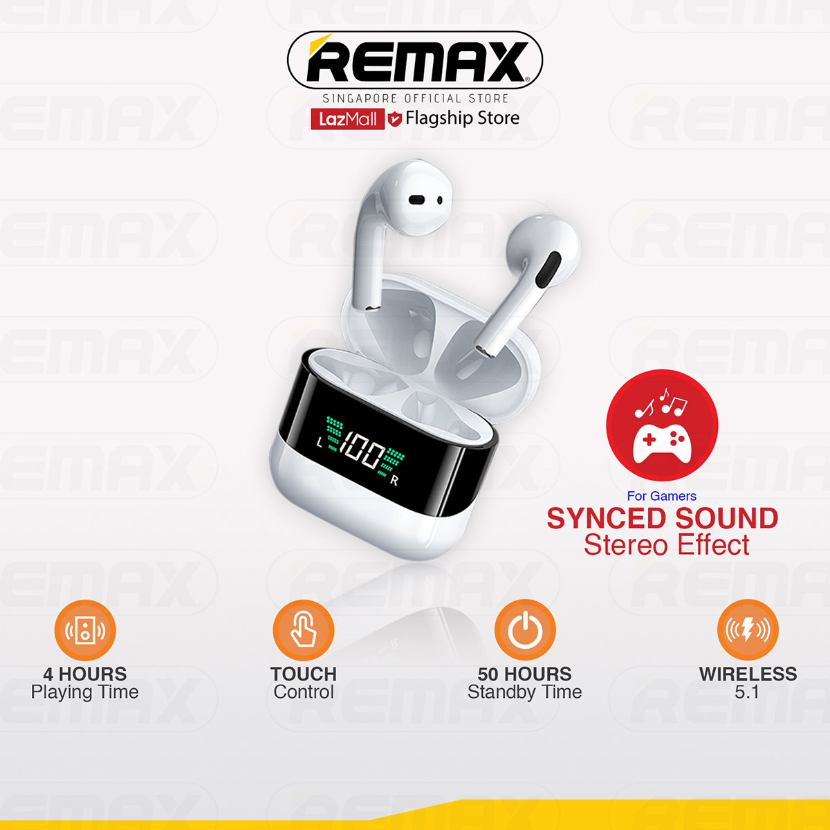 [Remax Audio]  TWS-10 Plus Dynamic Mini HIFI Metal Bluetooth Stereo Fidelity Music Wireless Earbuds Earphones Headphones with Digital Display For Gamers