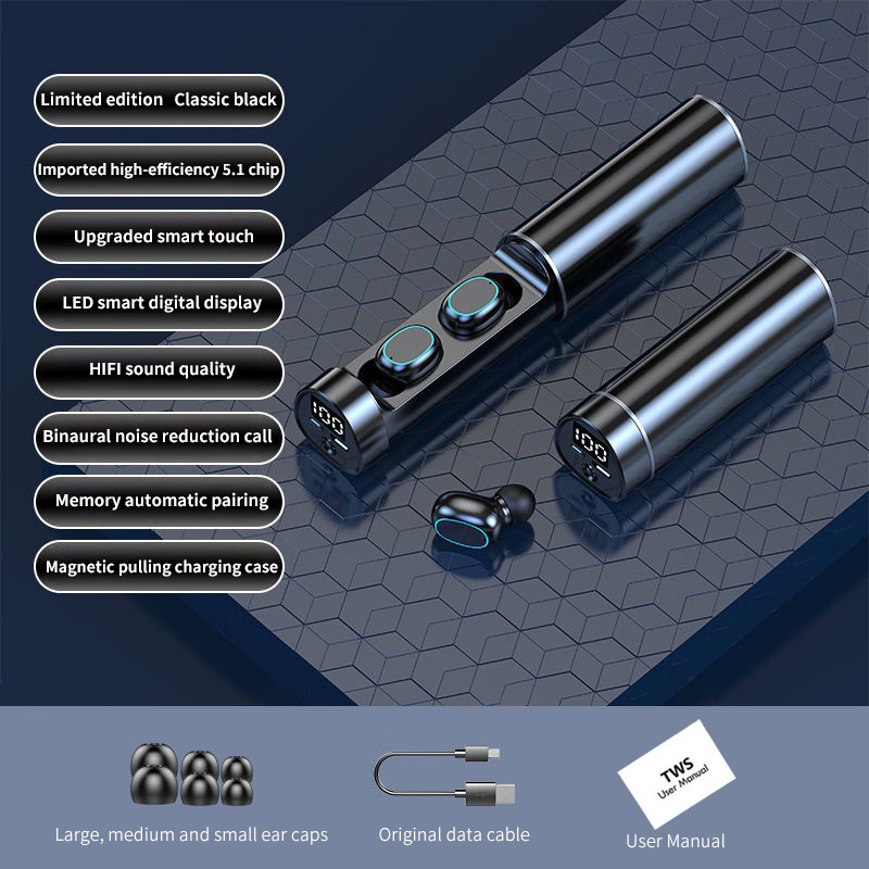 DOTEC TWS Bluetooth 5.1 Headphone Waterproof Sport In Ear Wireless Earbuds 9D Surround Stereo Bluetooth Headset Gaming Music Earphones With LED Display Charging Case