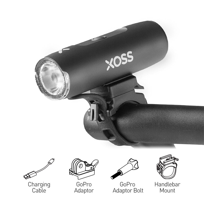 XOSS XL-400 Bike Headlight Torch Light Waterproof USB Rechargeable Bicycle Front Light 400 LM Cycling LED Headlight 2000 mAh Flashlight MTB Handle Lamp