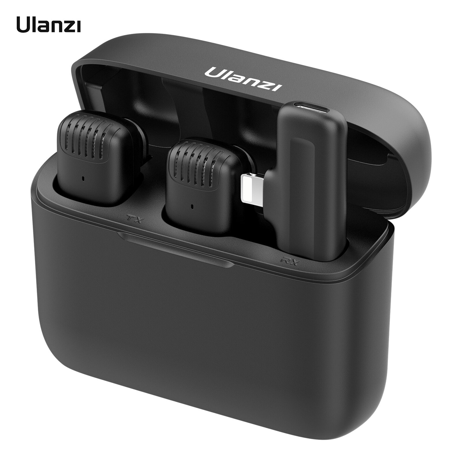 Ulanzi J12 Wireless Microphone System with 1 Receiver & 2 Microphones 20M Transmission Range Built-in Bat-tery with Charging Case Replacement for iPhone 13/13 Pro/12/12 Pro/11/11 Pro/ 10 Live Streamin