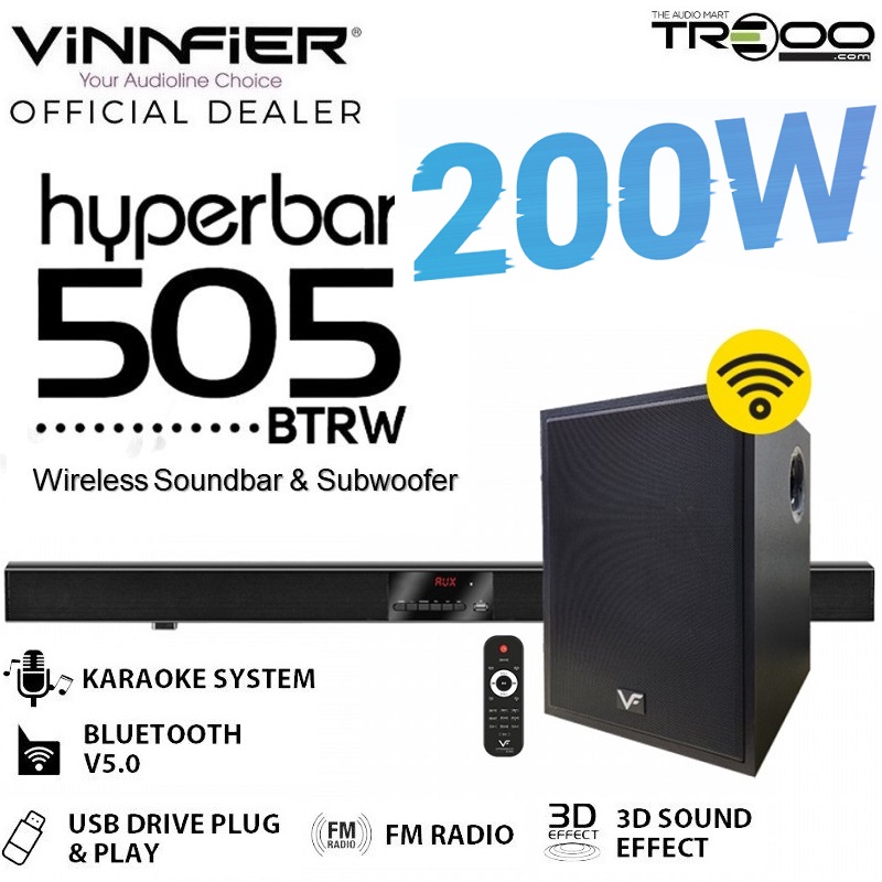 Vinnfier Hyperbar 505 M BTRW Wireless Bluetooth Soundbar Speaker with Wireless Subwoofer