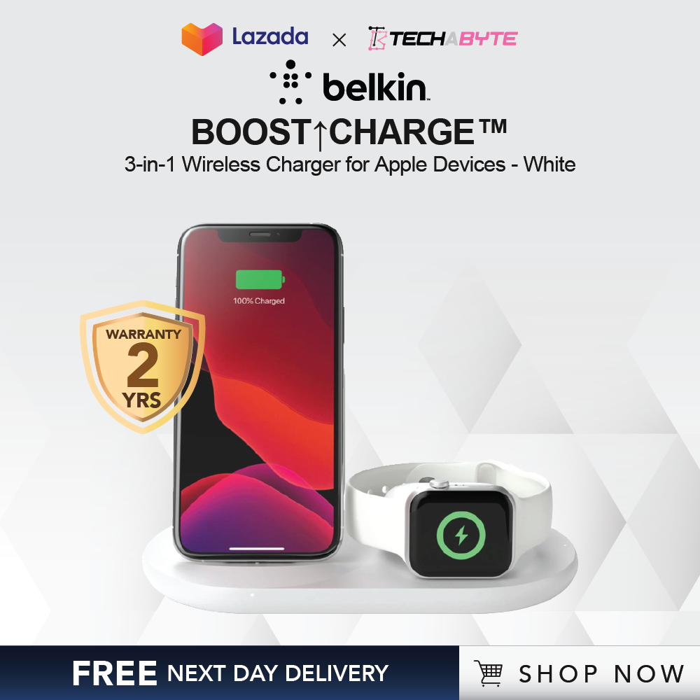 Belkin Boost Up Charge 3-in-1 Wireless Charger for Apple - BLACK (FREE NEXT BUSINESS DAY DELIVERY)