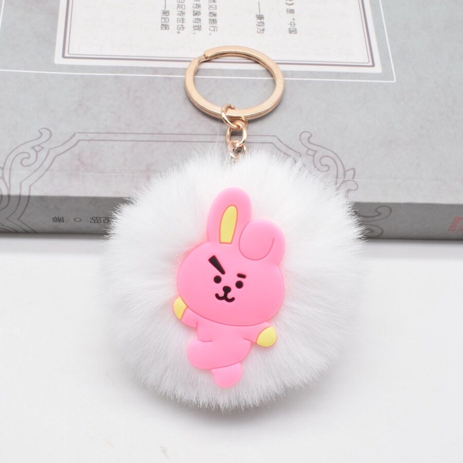 BTS BT21 Commodity Official Accessories Cell Phone Ornaments Hairball Car Keychain Cute Soft Toy