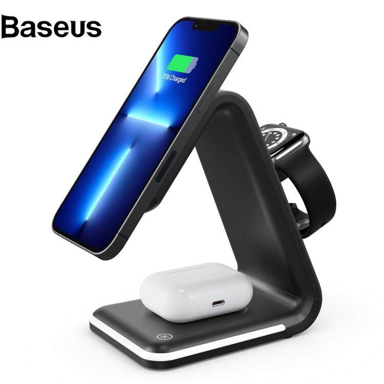Wireless Charger B-17 3-in-1 15W FOD Intelligent Identify Wireless Charger with Smart Security Protection Wireless Charging Desktop Stand for Smartphone/Smart Watch/Earphones