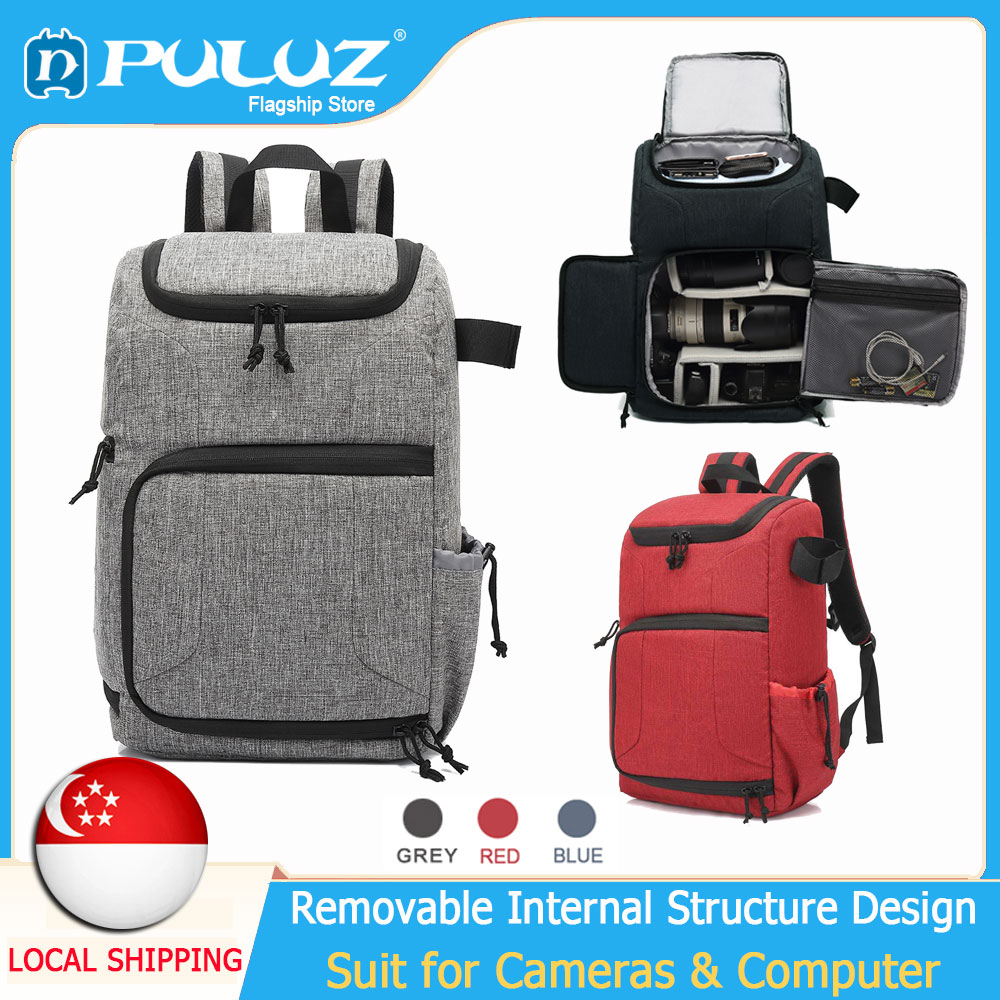 [ Delivery in 3 Days ] PULUZ New Fashion Multi-functional Waterproof Camera Knapsack Large Capacity Portable Travel Camera Bag Backpack for Laptop Canon Nikon Sony DSLR DSLR for Men Women