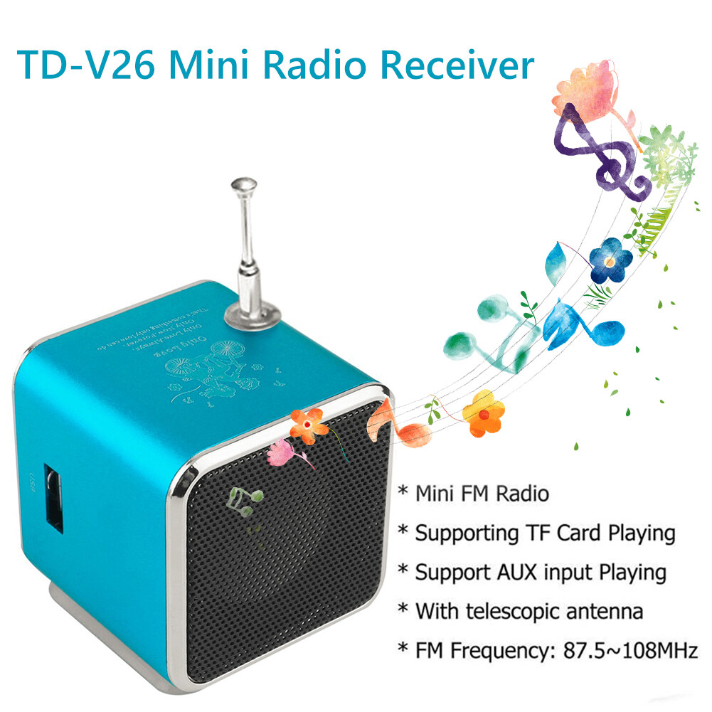 TD-V26 Mini Speaker Bluetooth-compatible 5.0 FM Radio Receiver MP3 Player Soundbar
