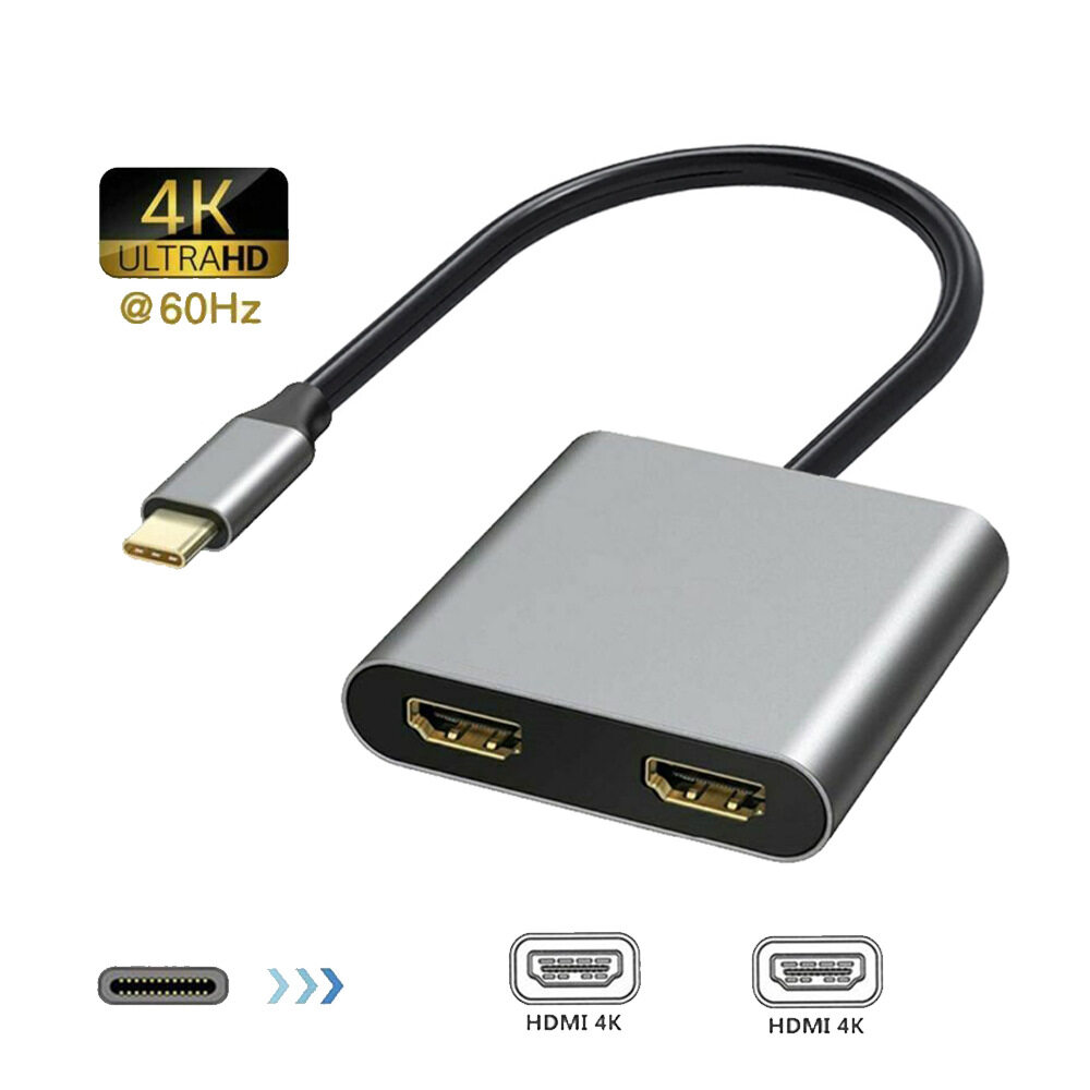 Type C HDMI Adapter 4K USB C to Dual HDMI USB 3.0 PD Charge Port USB-C Converter Cable for MacBook Samsung Dex Galaxy S10/S9