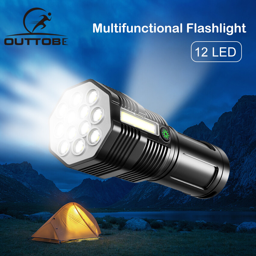 Outtobe Flashlight Mini Flashlight Bright LED Flashlight Waterproof Flashlight Outdoor Focusing Torchlight Portable Home Emergency Lamp Built-in Battery USB Rechargeable Torchlight Zoom-able focus Lig