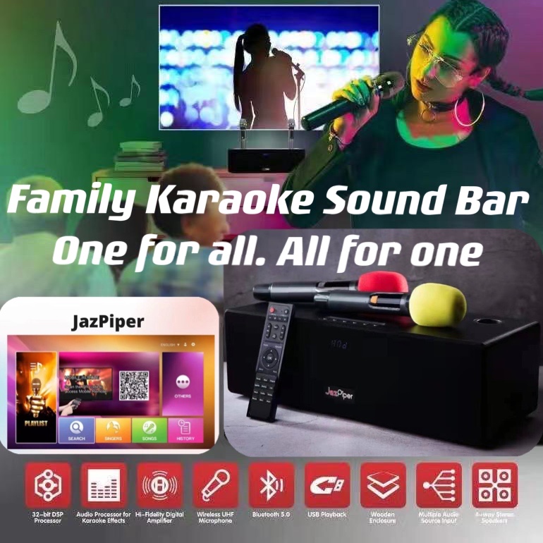 【SG Seller】1 Year SG Warranty Truslink Original Jazpiper+ KTV HOT SALE !!! Family Wireless Bluetooth Karaoke Sound Bar With Built-in Karaoke System and Multiple Languages HDMI Streaming Cloud Songs Ka
