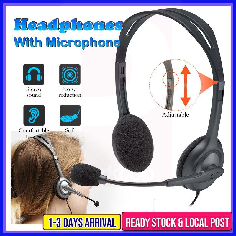 Logitech H111 Wired Headset Stereo Headphones Noise-Cancelling Microphone Earphone PC/Mac/Laptop Headphone Rotating MIC
