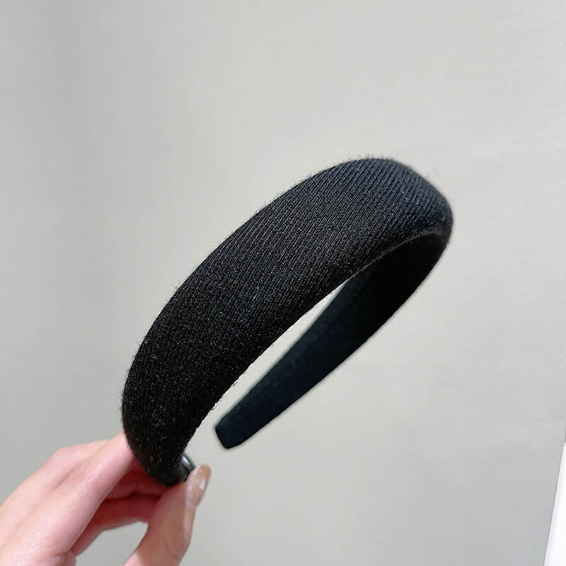 Wide Side Solid Color Women Headbands Simple Elegant Sponge Hairbands for Girls Korean Style Plain Hair Hoops