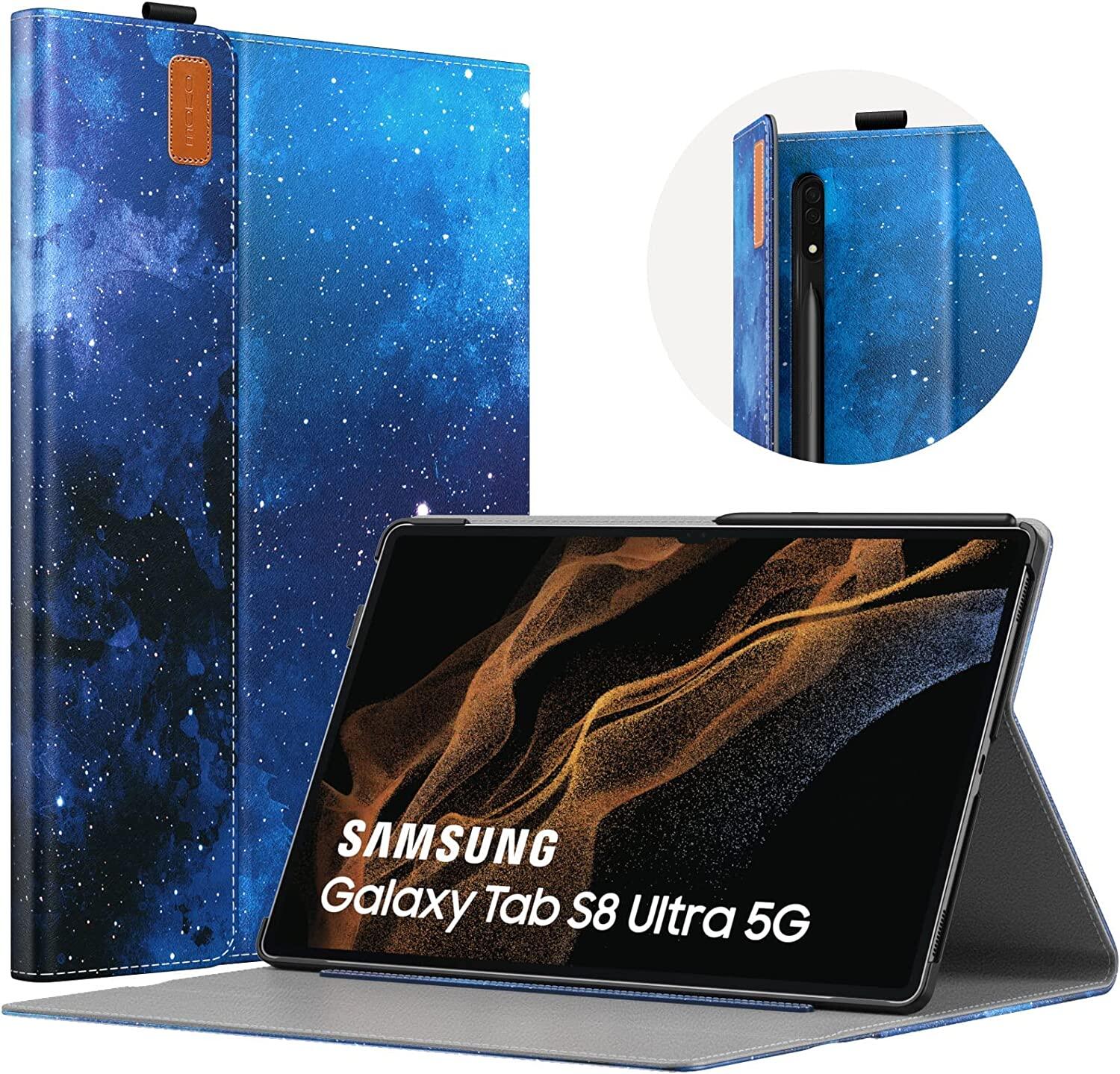 MoKo Case for Samsung Galaxy Tab S8 Ultra 14.6" 2022 (SM-X900/SM-X906/SM-X906B/SM-X906U/SM-X906N), Lightweight Portfolio Business Tablet Case Cover with Pen Holder/Auto-Sleep