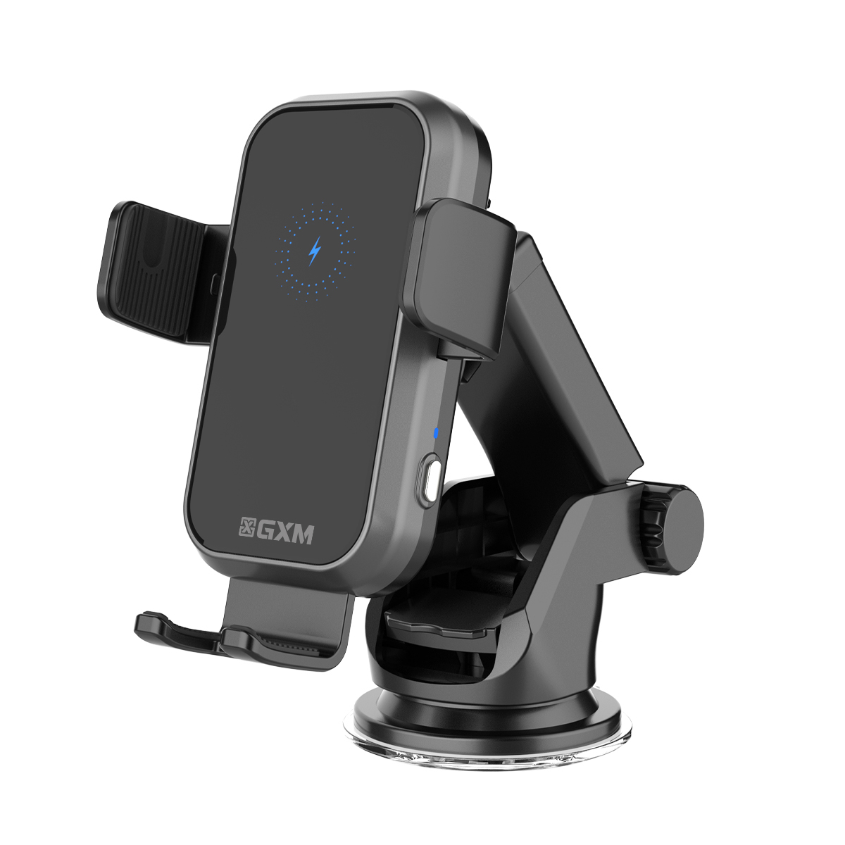 GXM CH01 15W Dual Coil Car Wireless Charger Phone Holder Compatible with Samsung Z Flip Series Three Axis Multi-angle Rotation Auto Clamping Car Phone Holder