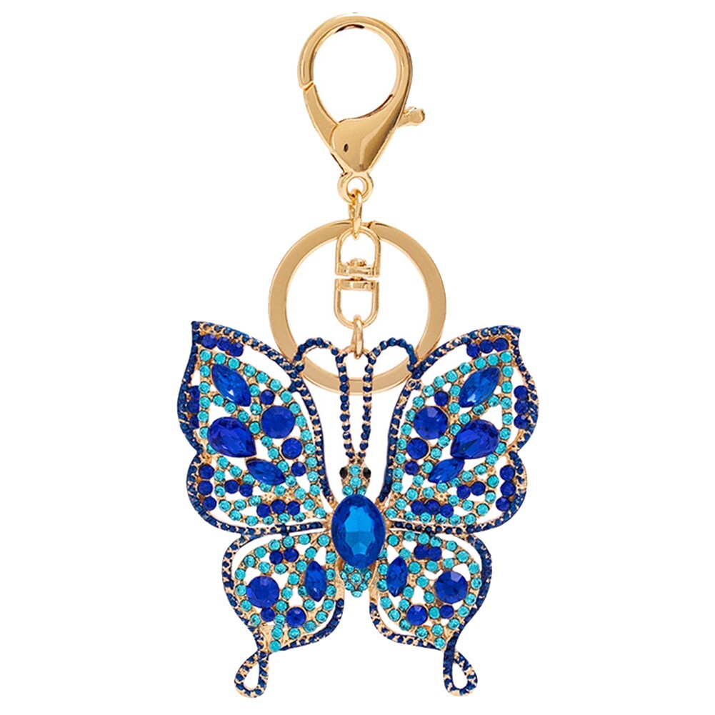 Women Fashion Butterfly Rhinestones Key Holder Keychain Bag Hanging Ornament