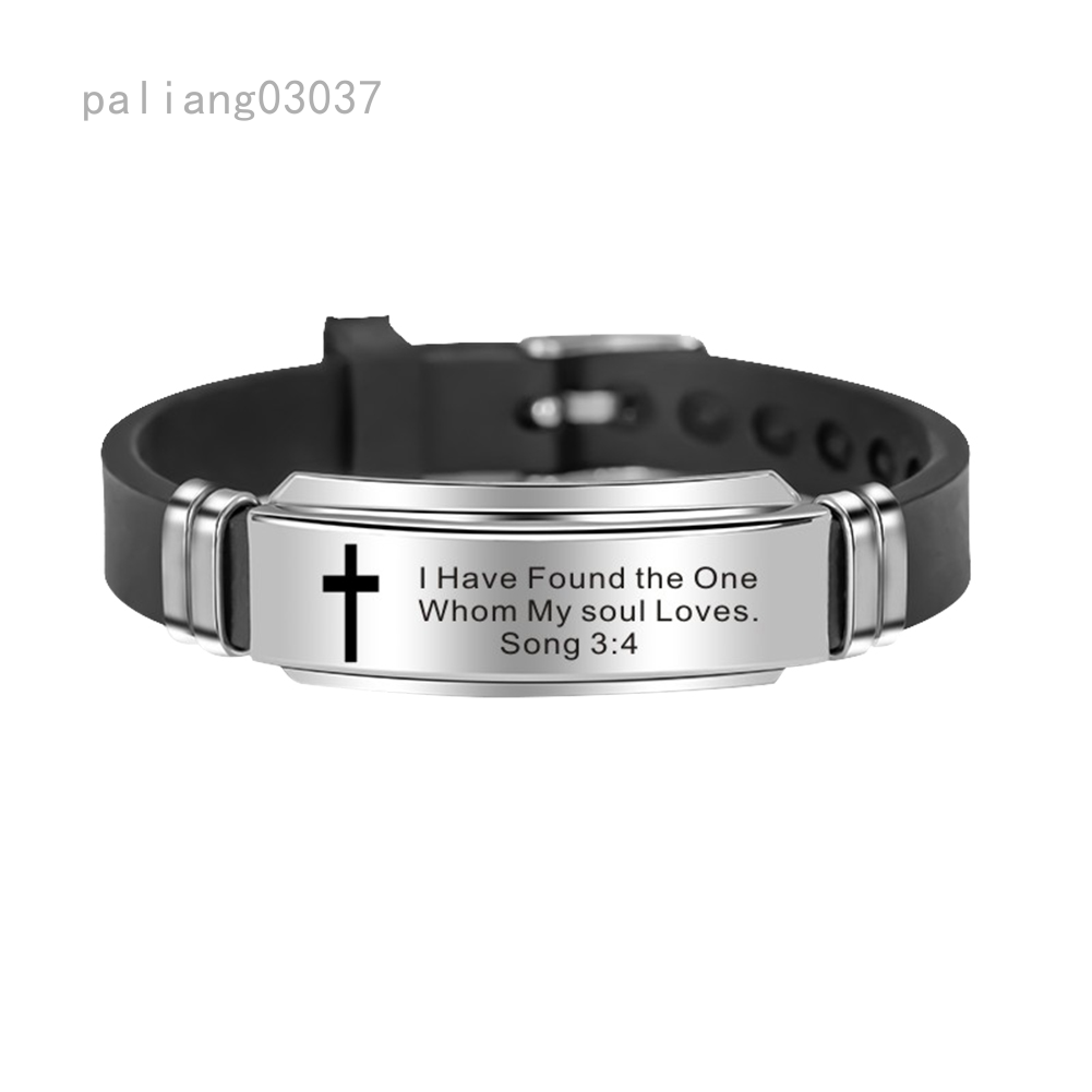 Vnox Religious Cross Jesus Scripture Quote Christian Bible Verse Inspiring Faith Leather Bracelets For Men Personalize Gift【Hot Sale Ready Stock】