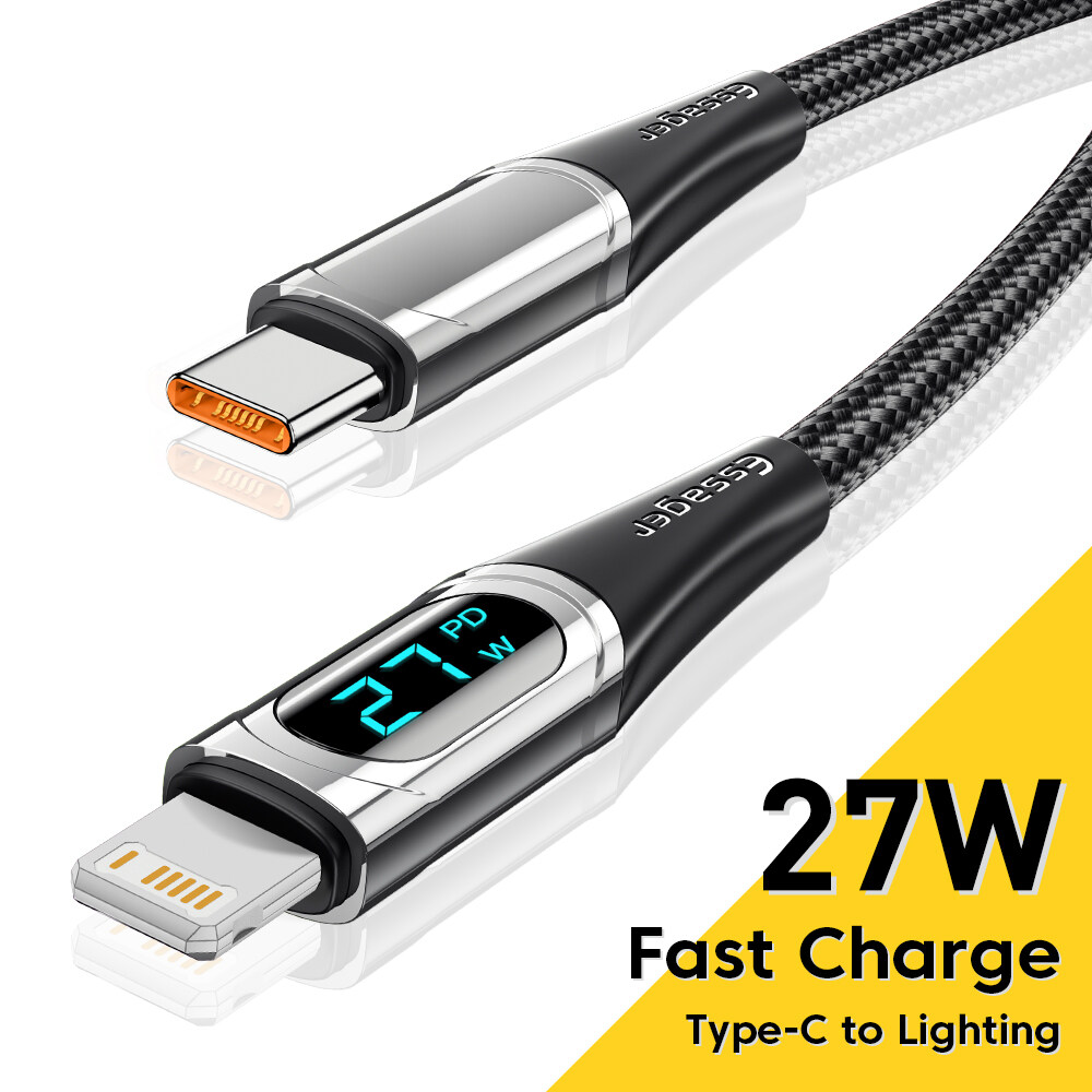 Essager PD 20W Type-C to Lightning Cable  LED Display Fast Charging Cable For Phone Charger Cable 13 12 11 XR Pro Max
