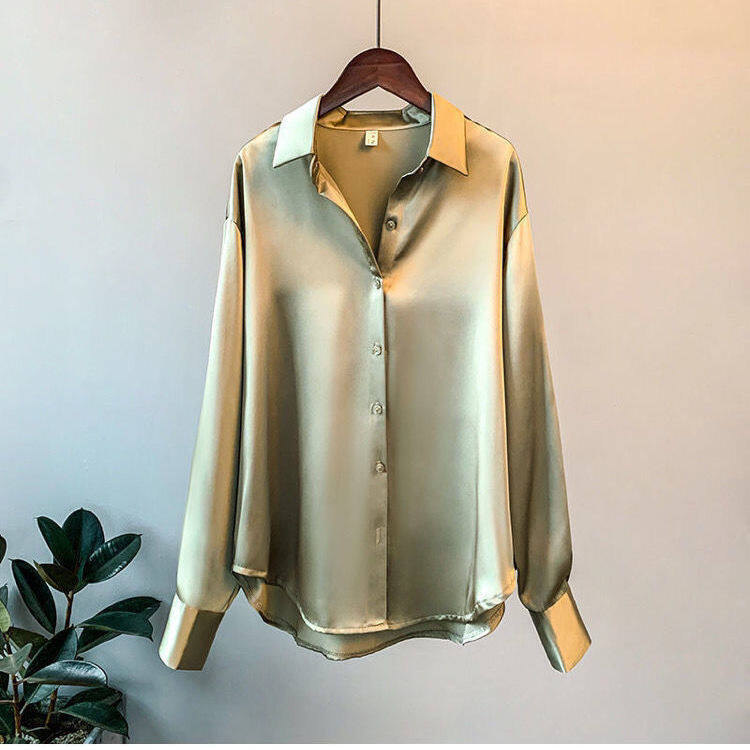 Long Sleeve Satin Blouse Women New Design 2021 Autumn Korean Style Shirt Fashion Top for Women