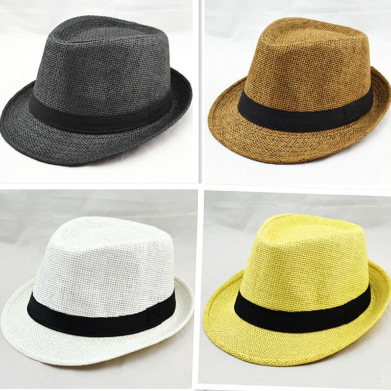 Korean Style Trendy Sun Hat British Summer Women's Hat Men's Straw Hat Top Hat Fedora Hat Beach Hat