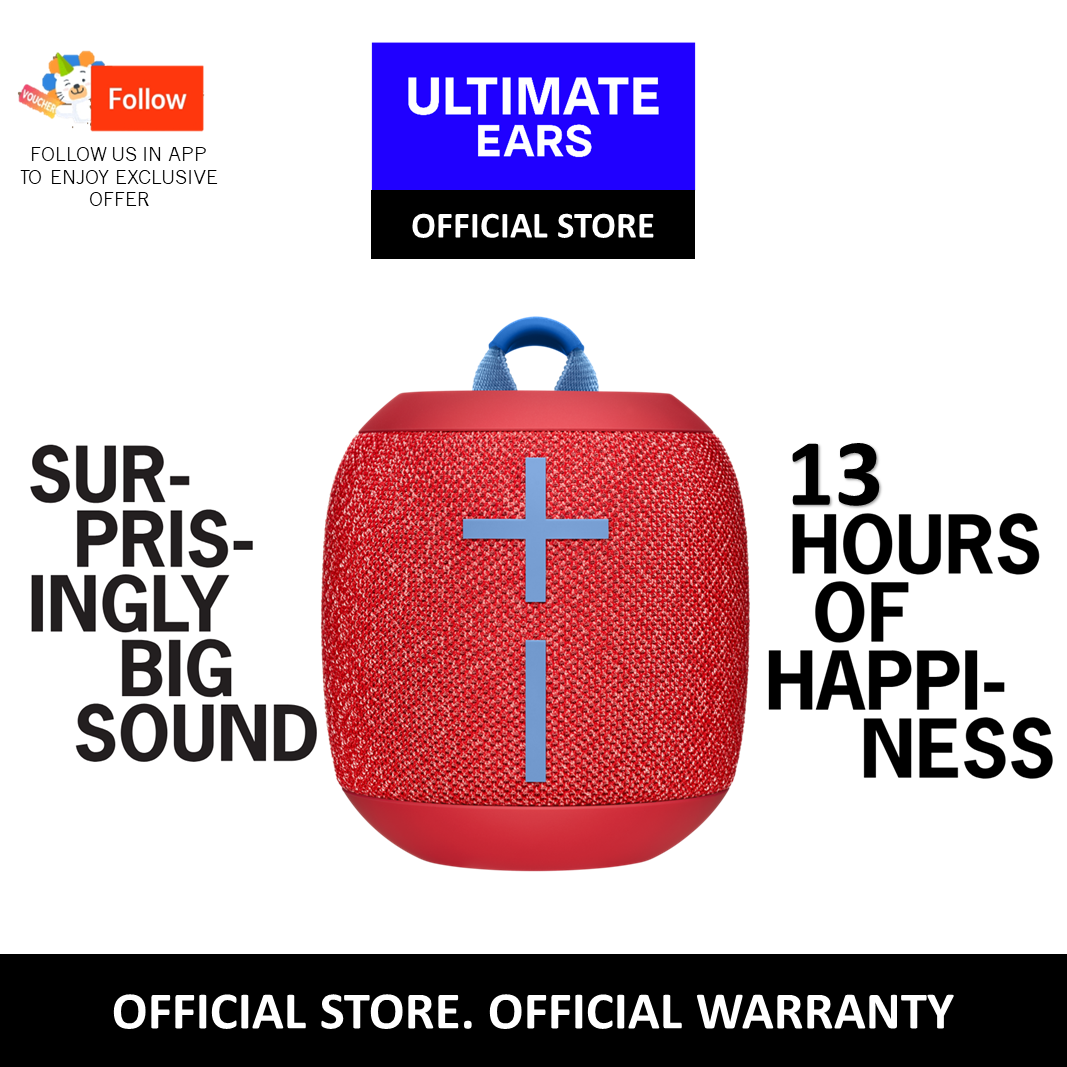 Ultimate Ears Wonderbooms 2 Wireless Speaker, Deep Bass, 360 ° Surround Sound, Waterproof, 2 Speaker Connection for Powerful Sound, 13h Battery