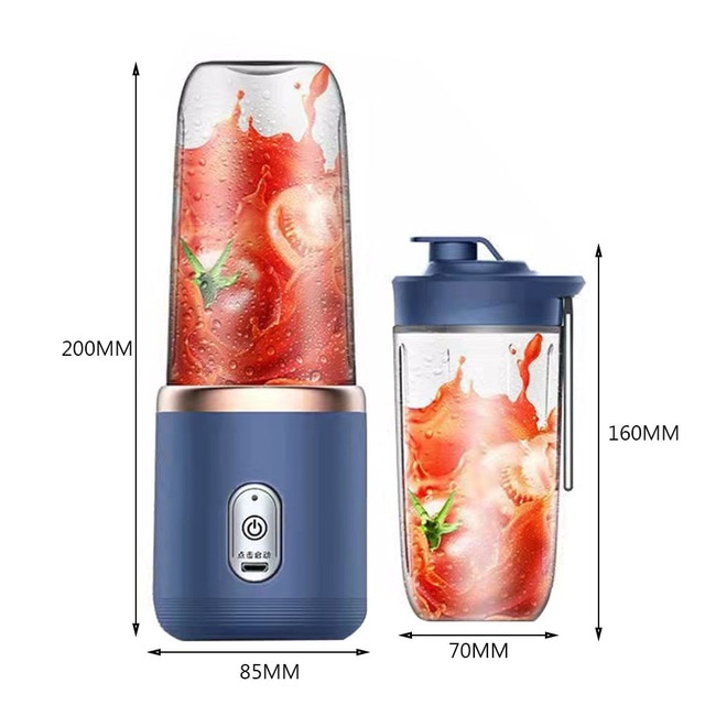 6 Blades Portable Juicer Cup Juicer Fruit Juice Cup Automatic Small Electric Juicer Smoothie Blender Ice Crushcup Food Processor