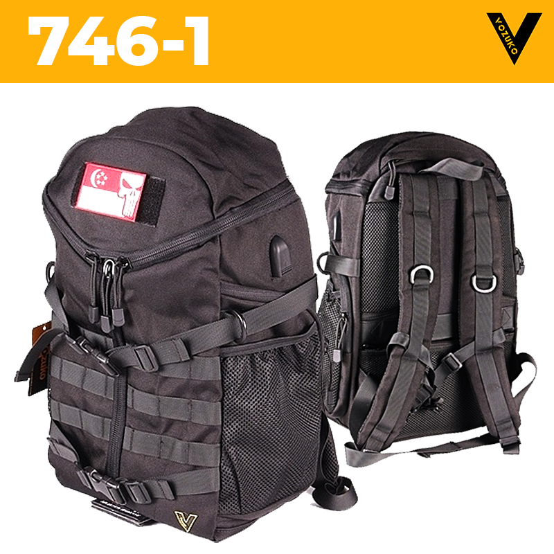 [SG SELLER] Vozuko Y Zipper Heavy Duty Backpack 800D Nylon with Anti Theft and USB Charging Port and Waterproof Zip [746]