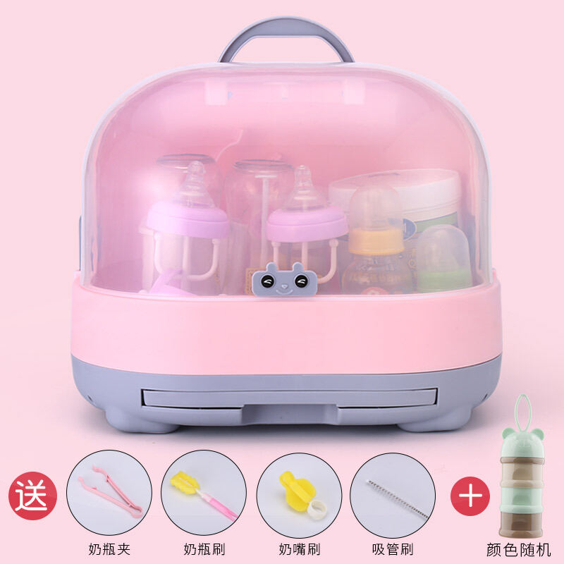 Baby Bottle Storage Box Portable Large Dust-Proof Drying Draining Rack Baby Tableware Organizing Dry Storage Box