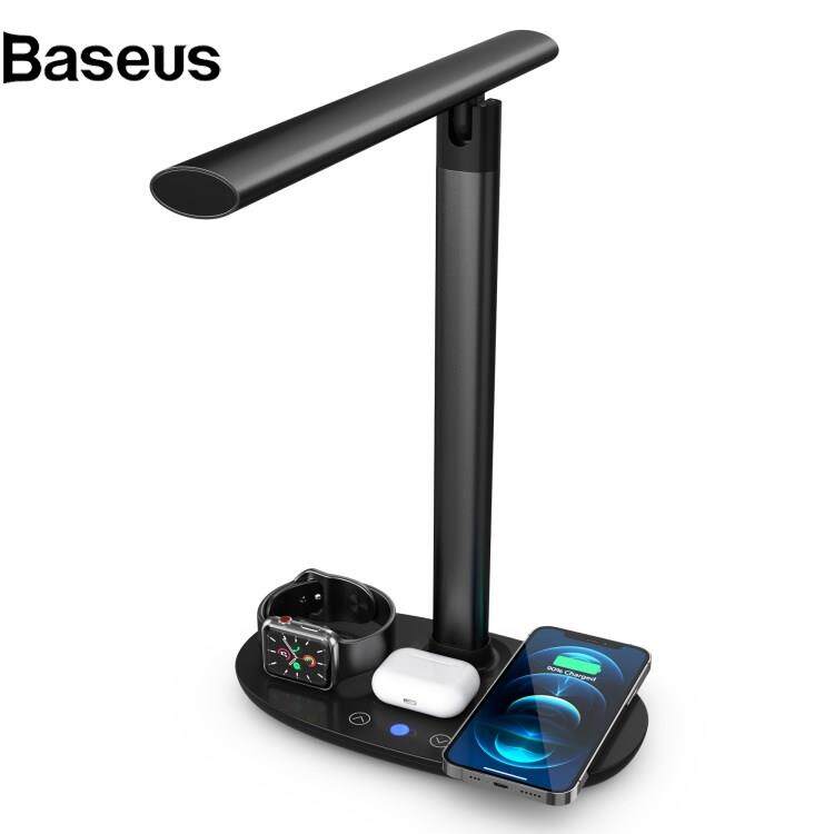 Baseus B-15 4-in-1 Phone Watch Earphone Wireless Charger Desk Lamp 15W Phone Wireless Charging Dock LED Table Light