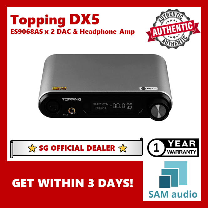 [?SG] TOPPING DX5, DAC MQA 2xES9068AS Decoder, DSD512 & PCM 32bit768kHz, High-Performance Audio