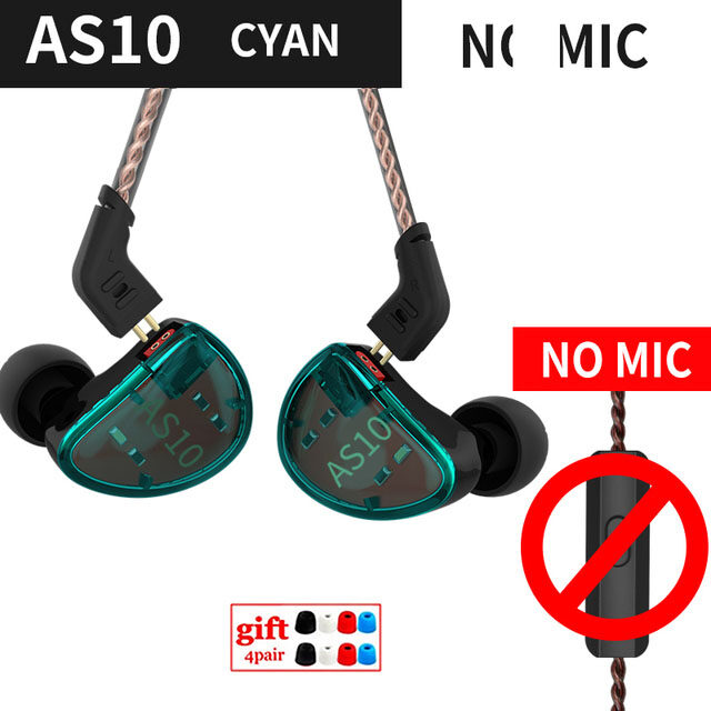 KZ AS10 Headset 5 balance armature driver ear earphone HIFI bass monitor music earphone general ZS10 ZST BA10 ES4 AS16 AS12 ZSX