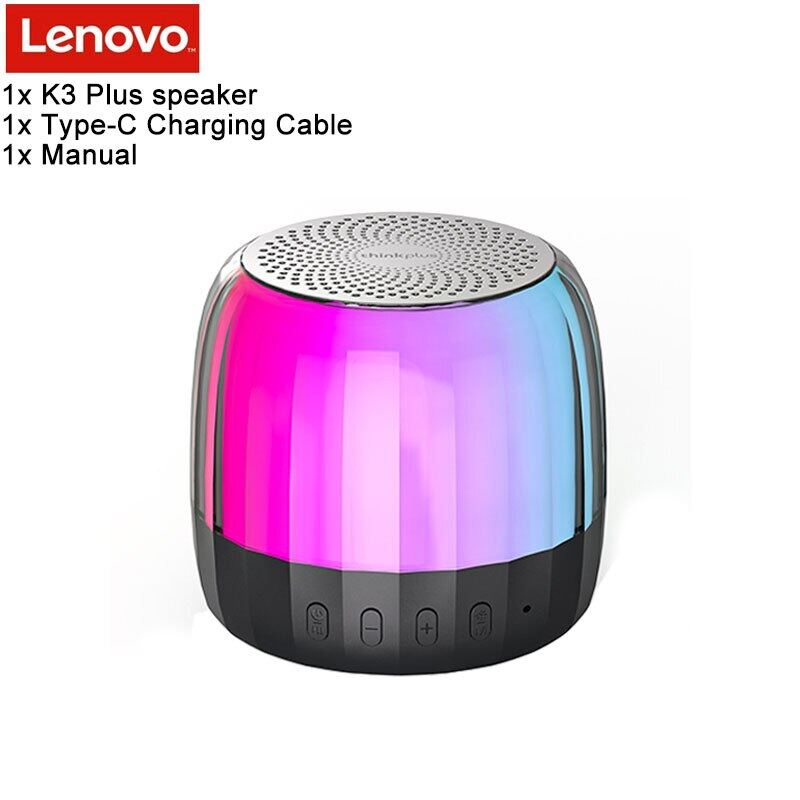 Lenovo K3 Plus Wireless Bluetooth Speaker Mini Colorful Lights Subwoofer Stereoscopic Portable For Outdoor Computer Laptop Home