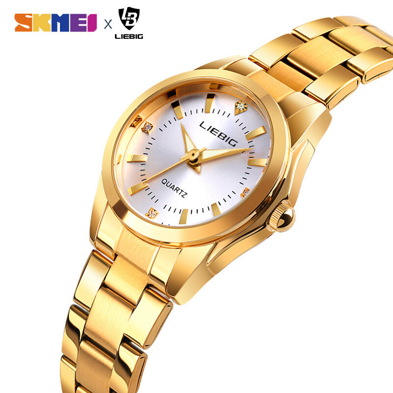 SKMEI LIEBIG New Women Fashion Watches Quartz Waterproof Watch Stainless Steel Elegant Wristwatches Ladies Clock L4005