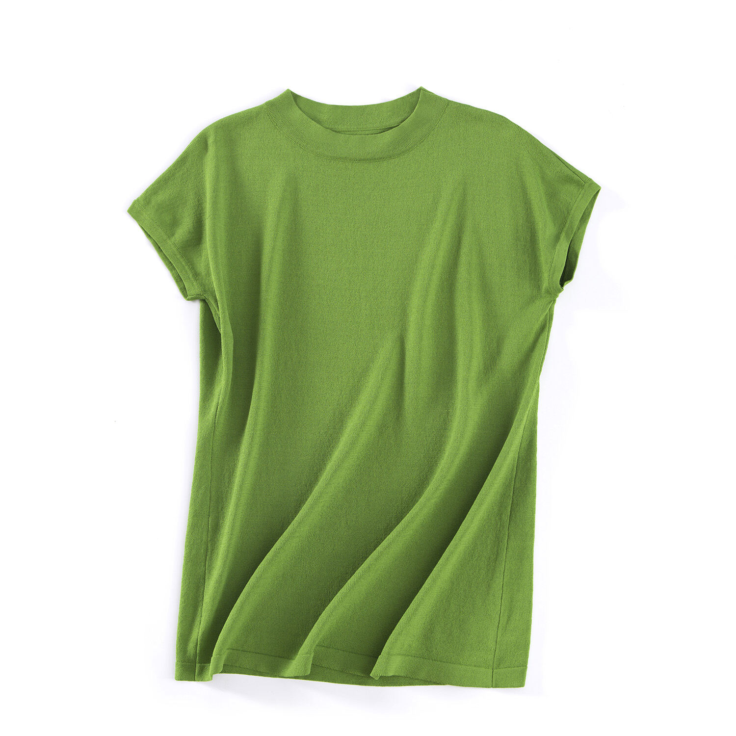 Ice Silk Short-Sleeved T-shirt for Women Summer 2021 New Loose Half High round Neck Sleeveless Sweater Solid Color Top Thin