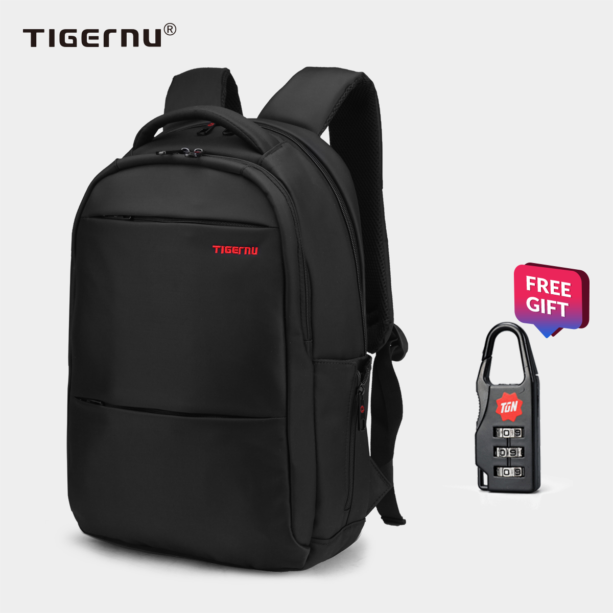 Tigernu Size M 15Inches Travel Business Daily Waterproof backpack For 15.6 Inch Laptop bag school bagT-B3032A(black)