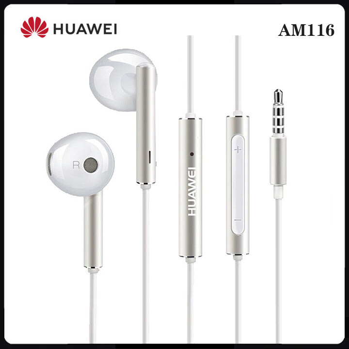 HUAWEI Earphone AM116 Original Wired In-Ear Earphones Full Bass Headset | 3.5MM Jack Headphone | 3-Button With Mic Volume Control | For P30 P20 P10 Mate10 Nova 4e 3i 2i Y9 Max