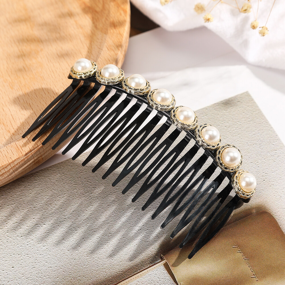 Hameikang Korean New Hairpin Rhinestone Pearl Hair Comb Women Hair Accessories for Woman