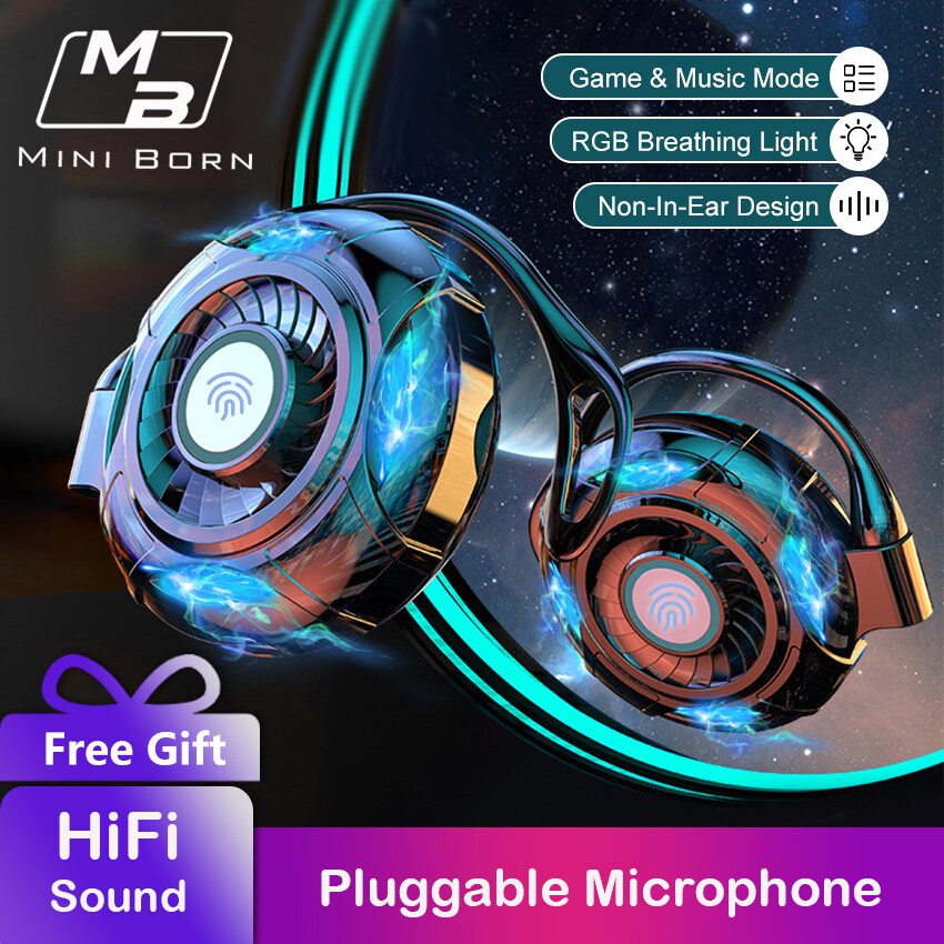 Mini Born TWS Earphone Non-in-ear Wireless Bluetooth 5.3 Headphones Hanging Gaming Earphone Noise Canceling Headphone Waterproof Sports Headsets HIFI Stereo Earbuds with Breathing Light Free Storage B