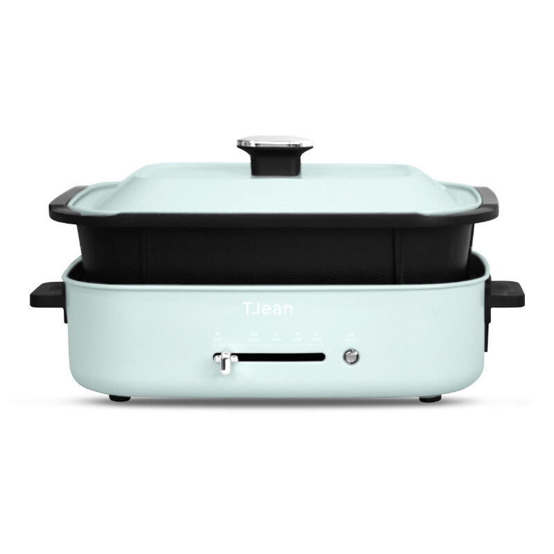 TJean Contact Griller 4L Non-stick Deepen Inner Pot 1200W Multifunction Cooker Hotpot Steamboat Pot Kitchen Appliance Apple Green