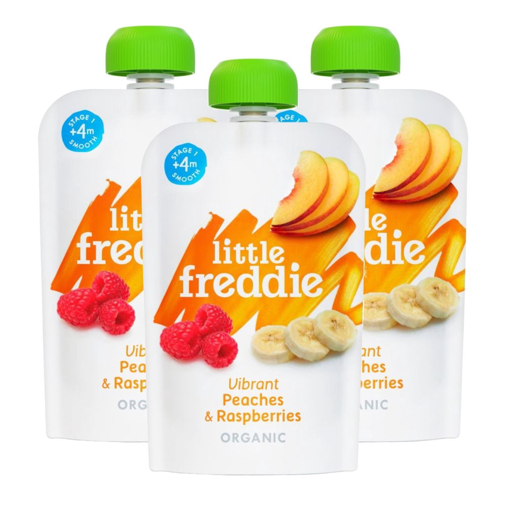 (Bundle of 3 ) Little Freddie Organic Vibrant Peaches and Raspberries 100g x 3