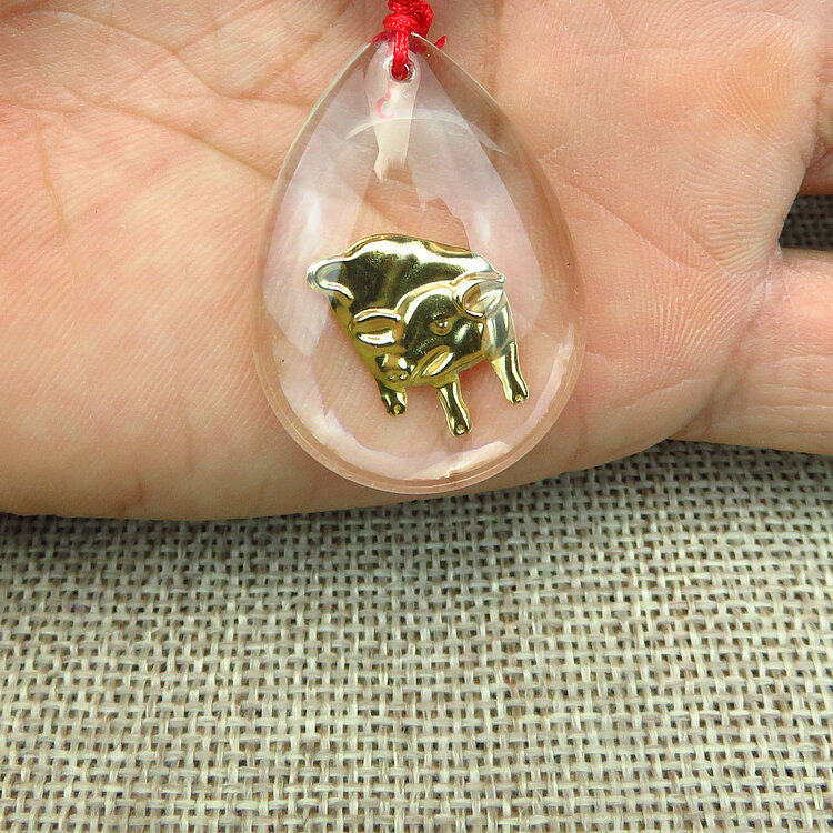 [RAYA STOCK] BAC 999 Gold Foil Chinese 12 Zodiac Cartoon Crystal Pendants /12 生肖水晶吊坠