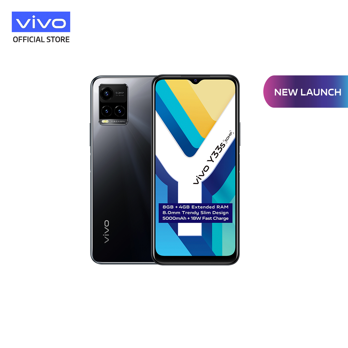 vivo Y33s [8GB+4gb/128GB] 50MP Triple Camera/ 8.0mm Trendy Slim Design/ 5000mAh+ Fast Charge【2 YEARS WARRANTY】