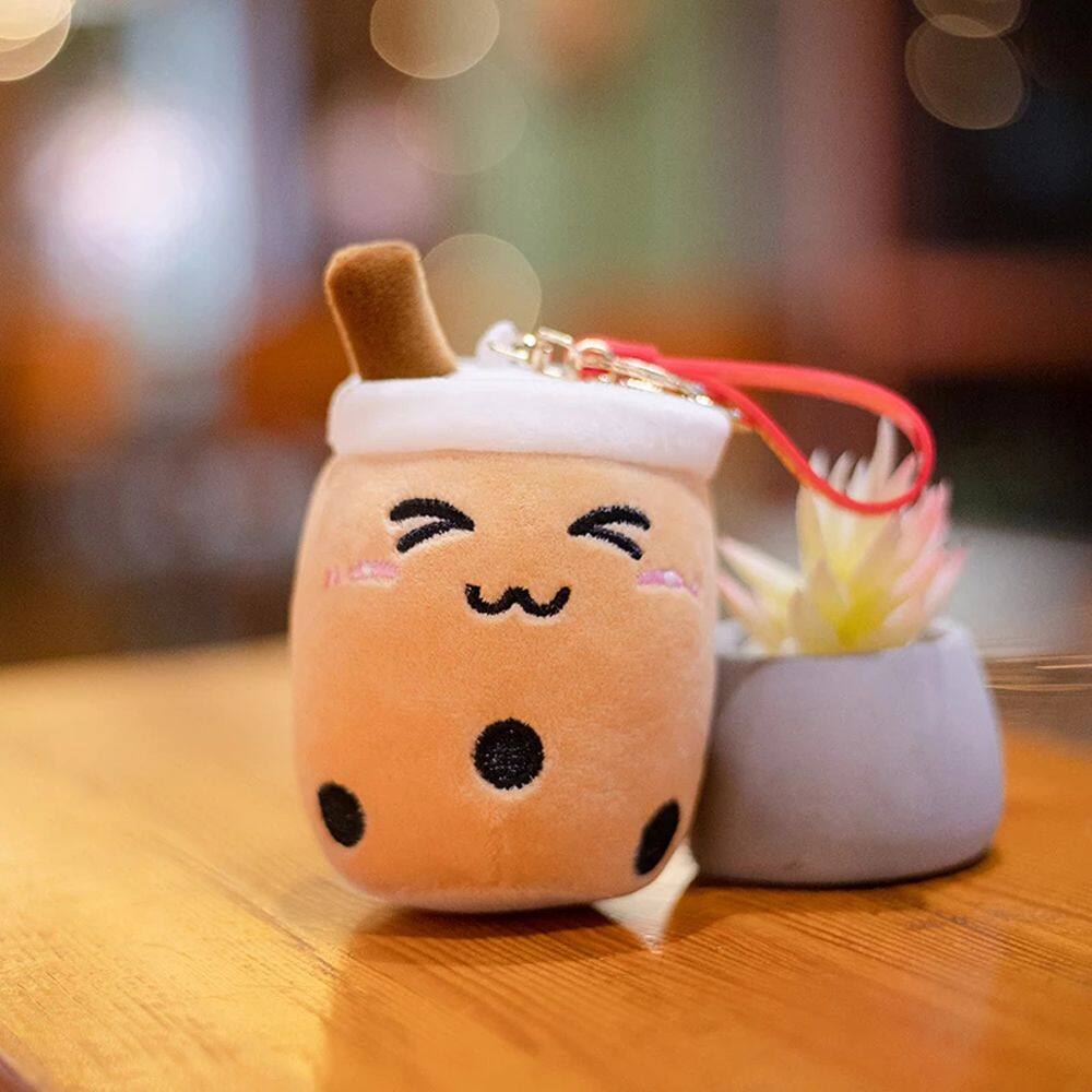 YONIT Cute Unique Birthday Gifts for Girls Children Stuffed Boba Doll Cartoon Design Car Key Ring Ornaments Bubble Milk Tea Keychain Women Key Chain Plush Toy Pendant
