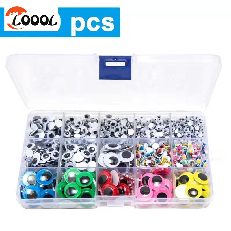 Loool 1500pcs Googly Wiggle Eyes Self Adhesive for Craft Sticker Multi Colors and Sizes for DIY