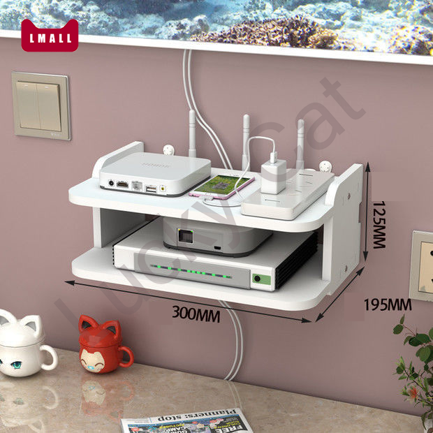 【SG stock】 Double Layer Home Wifi Router Socket Storage Box Projector Organizer Shelf punch free