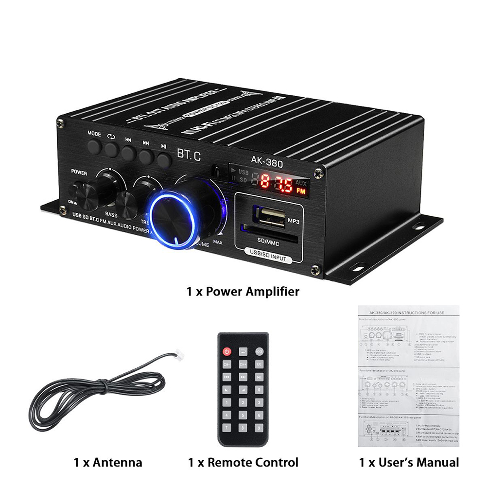 JTKE AK35/380 800W Home Digital Amplifiers Audio 110-240V Bass Audio Power Bluetooth Amplifier HiFi FM Auto Music Subwoofer Speaker