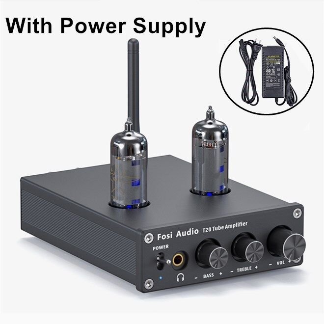 Fosi Audio Bluetooth Tube Amplifier Stereo Audio 50W TPA3116D2 Power Amp Portable Headphone Amplifier For Home Passive Speakers With 24V Power Supply