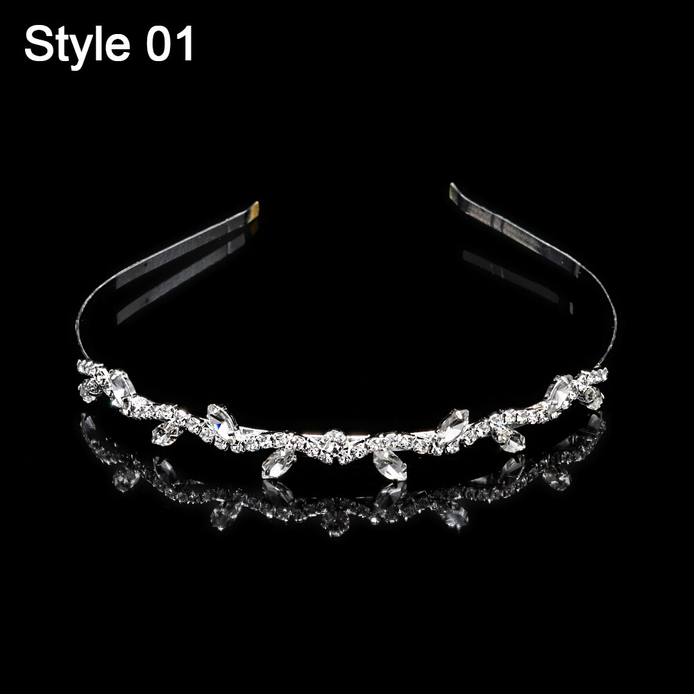 1 PC Princess Tiaras Rhinestone Crystal Wedding Party Headdress Hair Accessories Gift Fashion Bridal Hair Accessories Ladies Girls Flower and Leaf Crown Headband