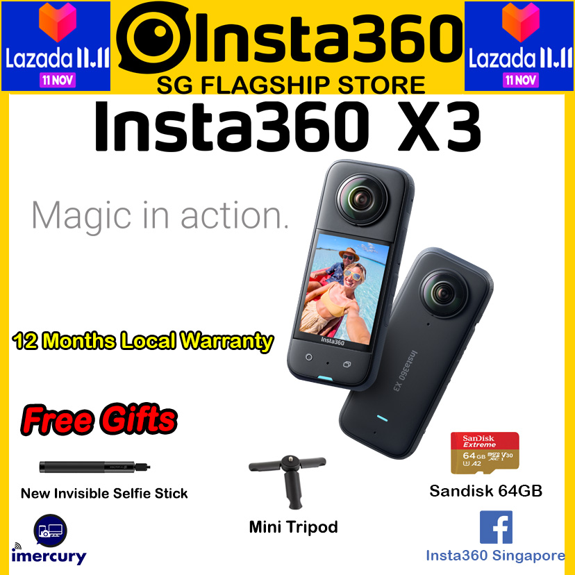 Insta360 X3 : 360 Action Camera Standalone / Get Set Kit / Motorcycle Kit / Bike Kit / Bullet Time Kit / Ultimate Kit