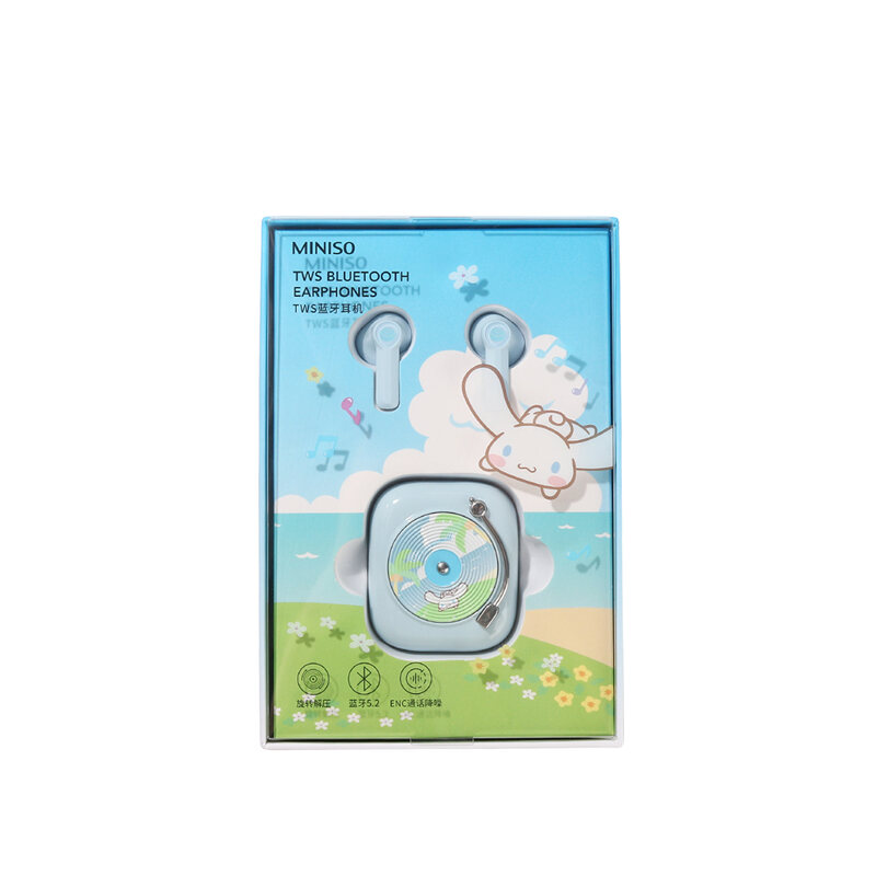 Miniso MINISO Sanrio Clow M Cinnamoroll Babycinnamoroll Amusement Park TWS Bluetooth Headset Retro Record Type