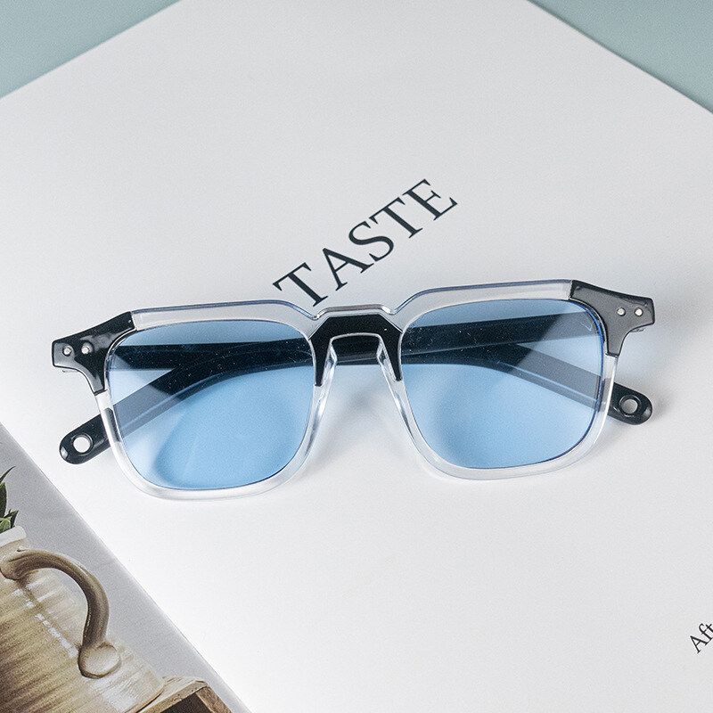 Square Retro Sunglasses Women's Ins Popular Trendy Men's Hip-hop Eyeglasses 2022 New Rice Nail Sun Glasses PTQ