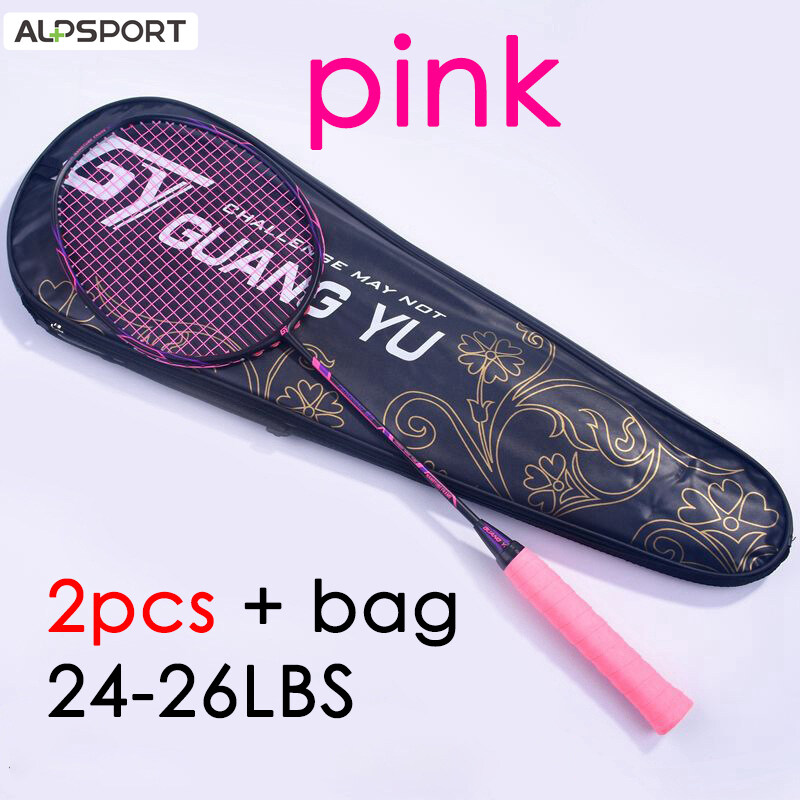 ALP FN 2pcs 6U 73G Badminton Racket 100% Carbon with String for Amateur Intermediate Free Bag 24-28LBS